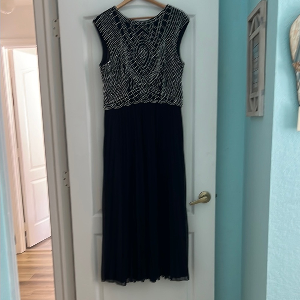 Elegant Dark Navy Beaded Dress